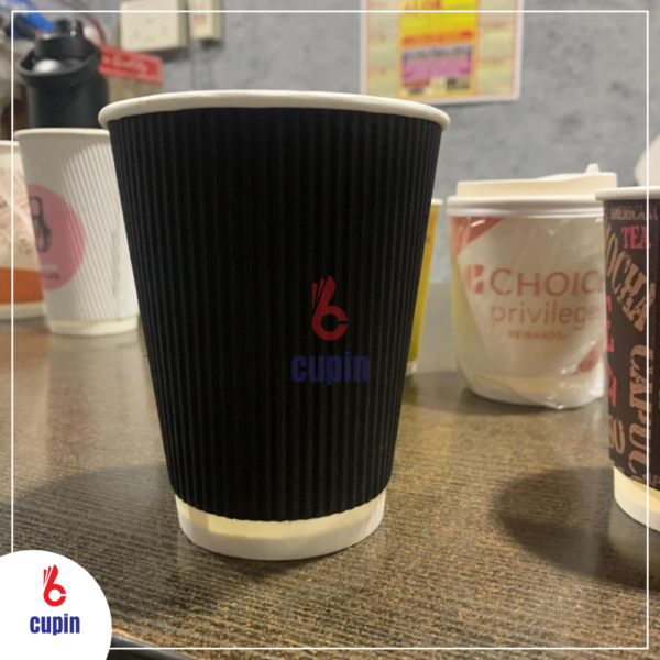 Black Color Ripple Paper Cup